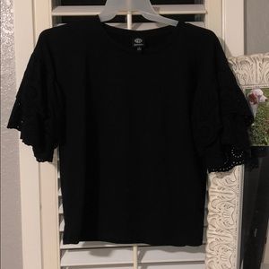 Black bell sleeve top